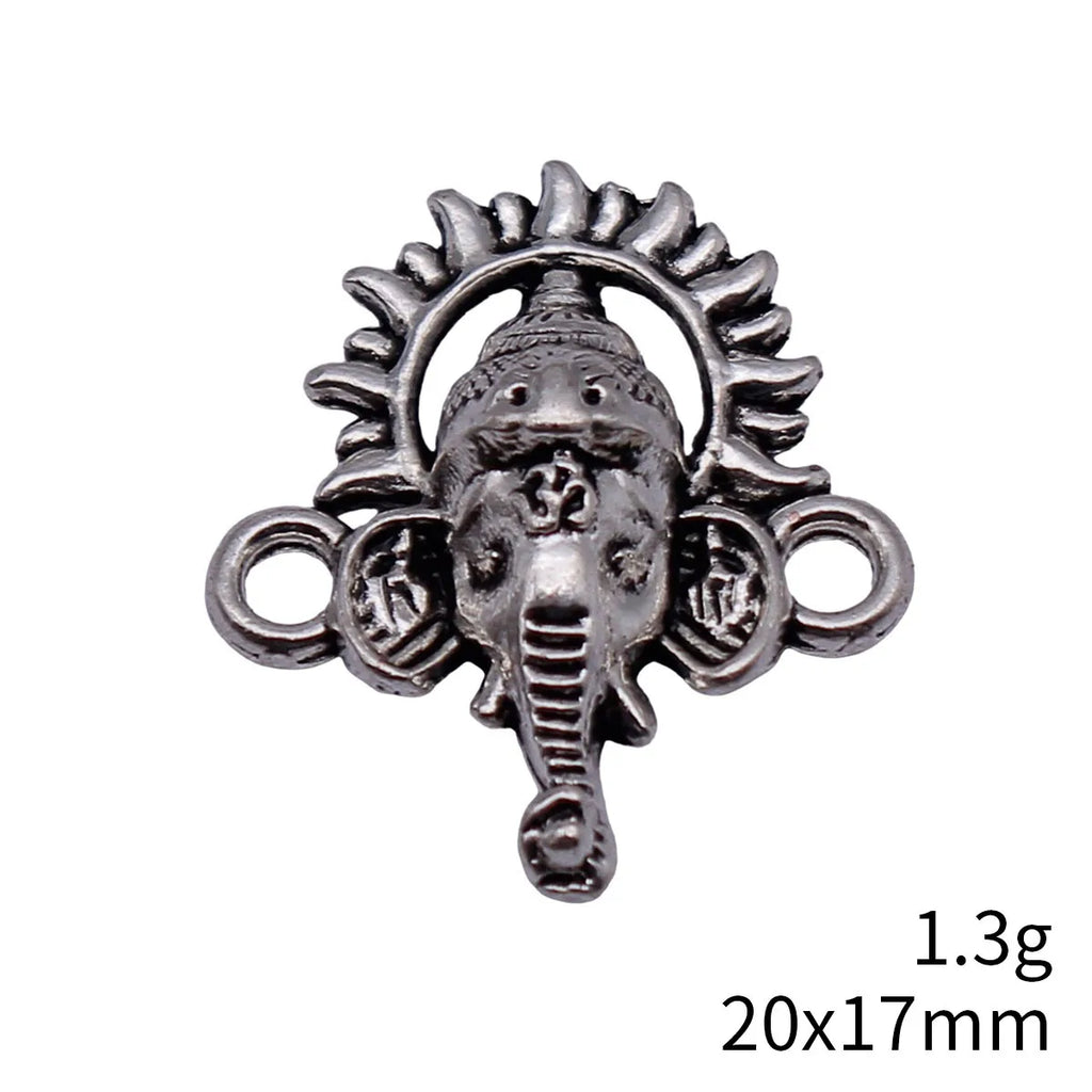 20x17mm 1.3g Antique Silver Zinc Alloy Ganesha Elephant Head God Connector Charm for DIY Jewelry