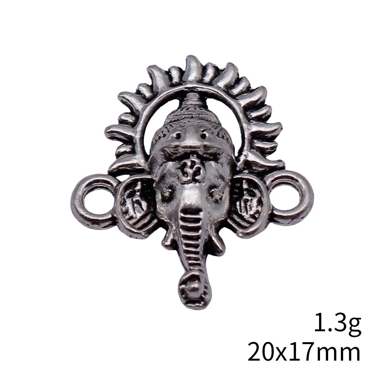 20x17mm 1.3g Antique Silver Zinc Alloy Ganesha Elephant Head God Connector Charm for DIY Jewelry