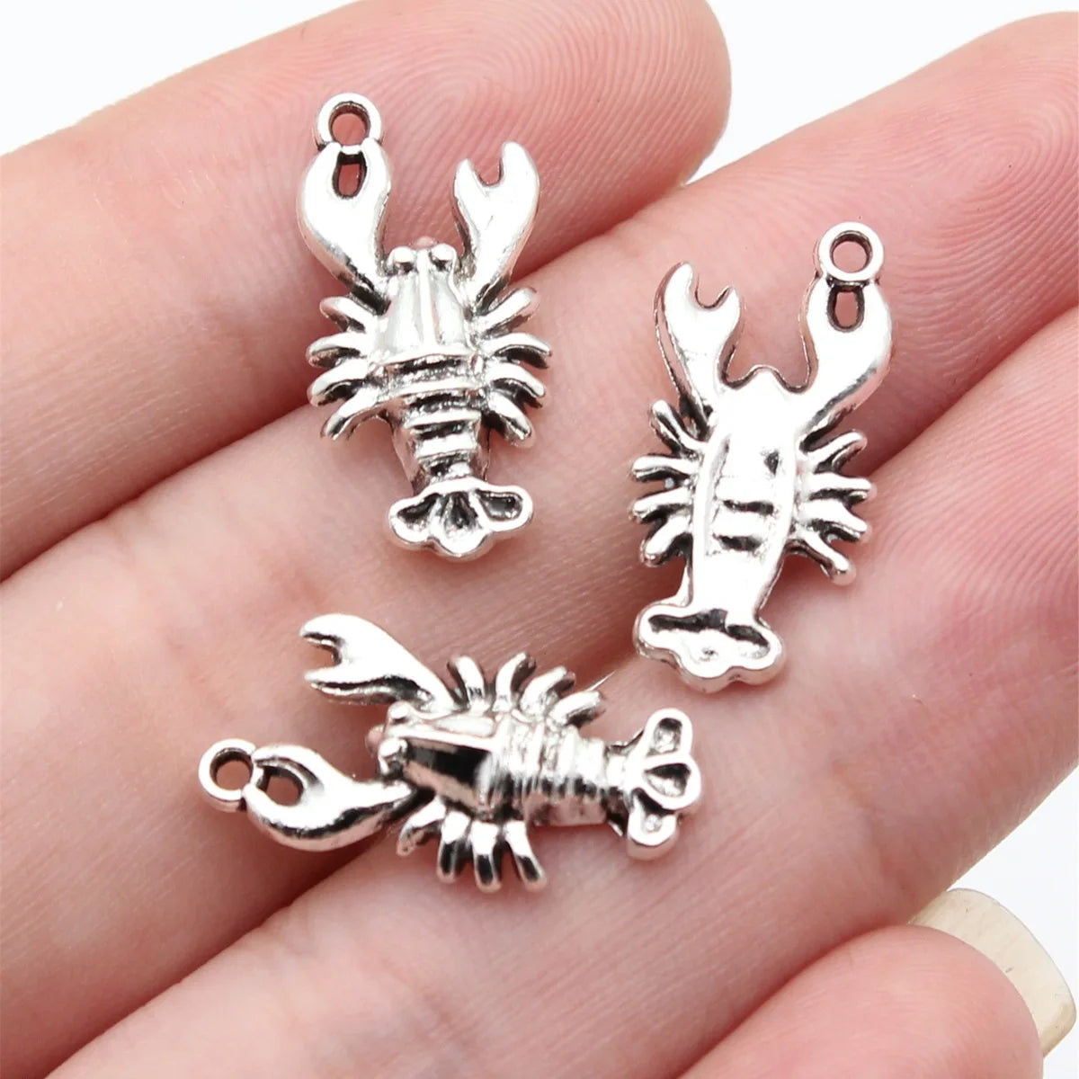 21x10mm 1.55g Antique Silver Zinc Alloy Lobster Charm Pendant for DIY Necklace Bracelet Jewelry Making