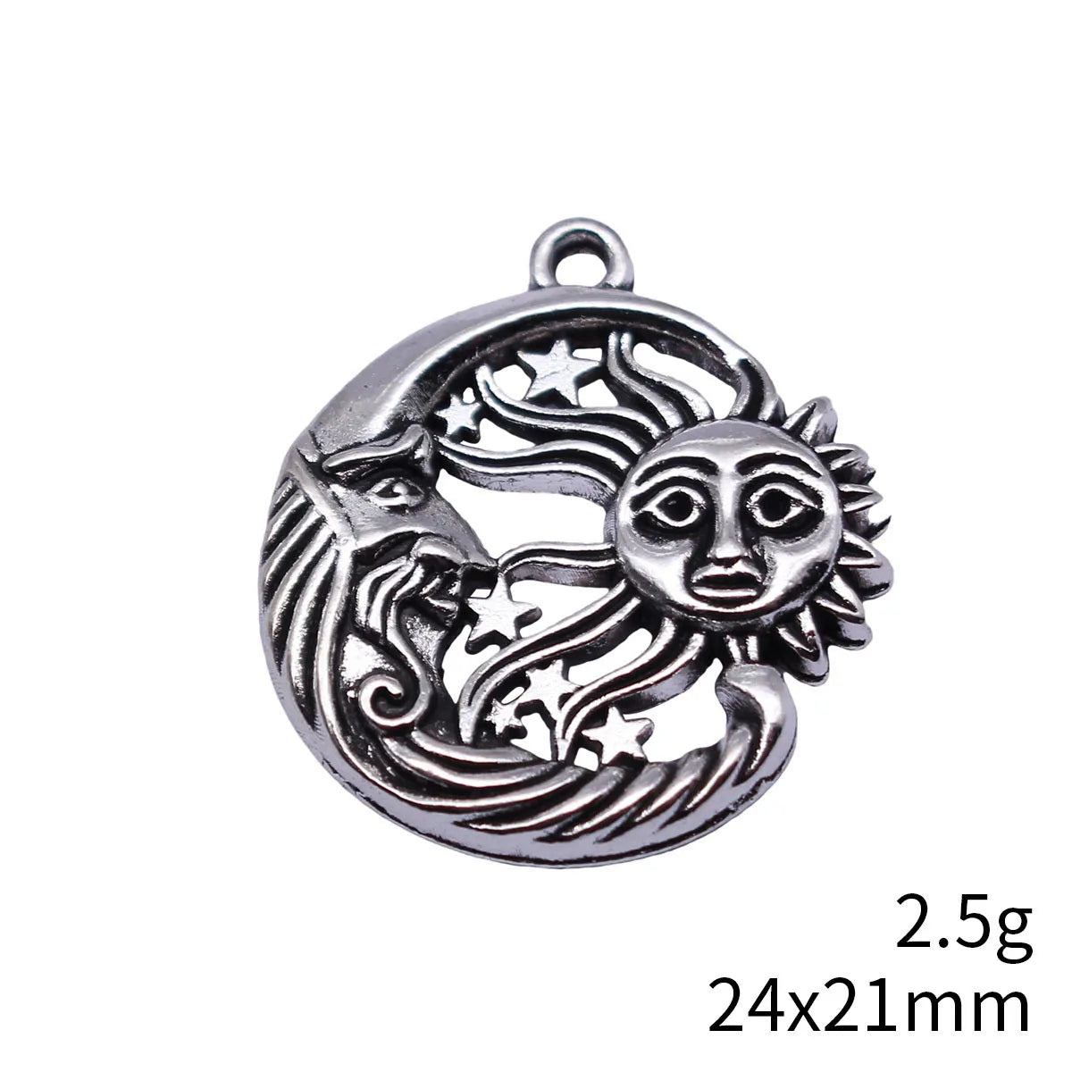 24x21mm 2.5g Antique Silver Zinc Alloy Sun Moon Star Charm Pendant for DIY Necklace Jewelry Making
