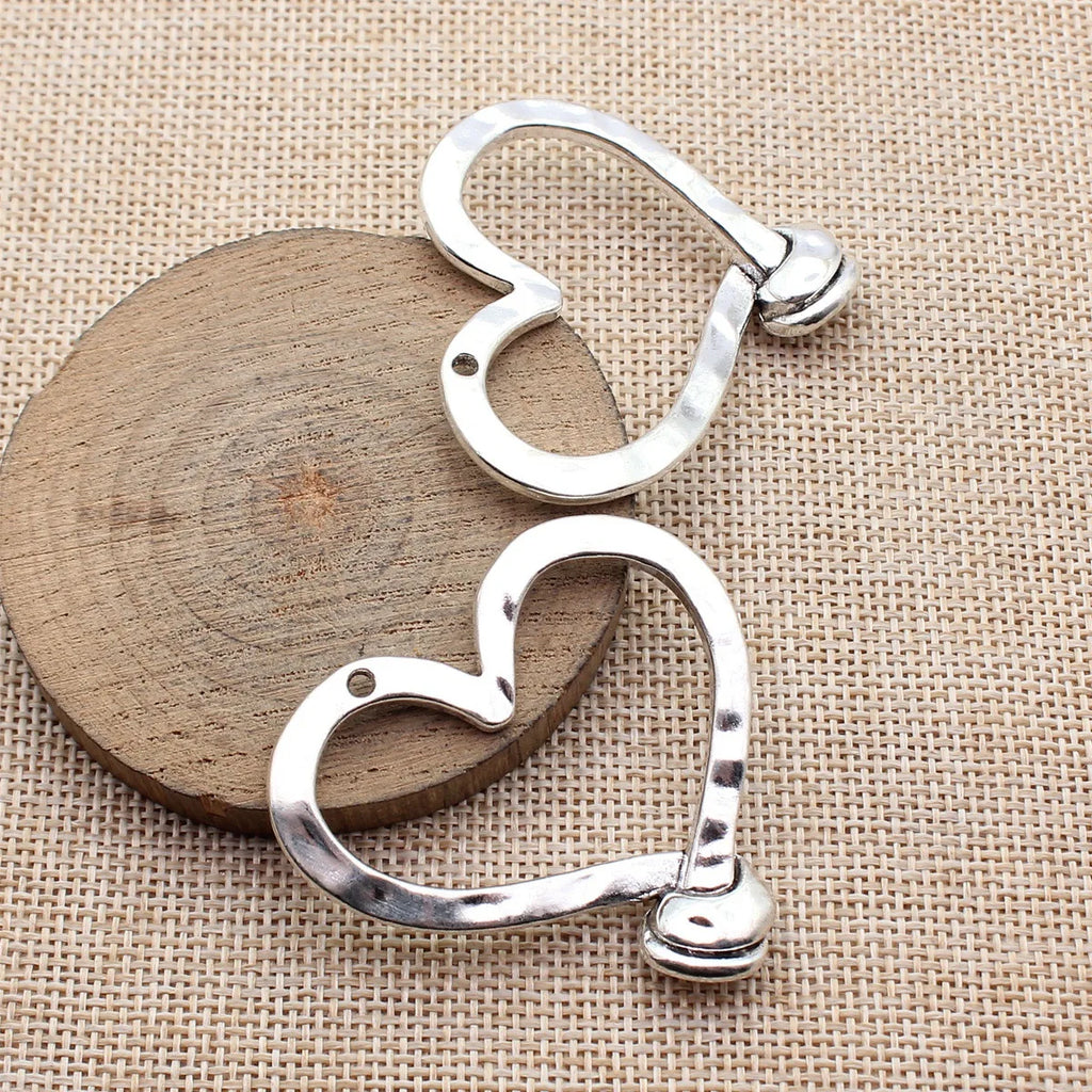 50x47mm 13.8g Antique Silver Zinc Alloy Hammered Nail Heart Charm Pendant for DIY Jewelry Making