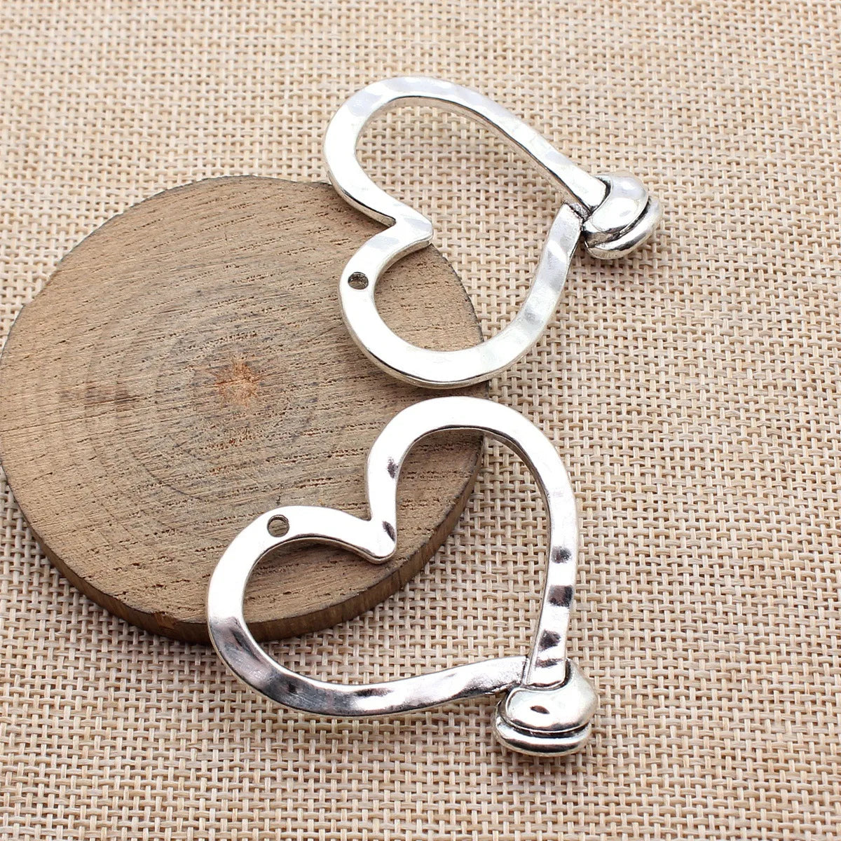 50x47mm 13.8g Antique Silver Zinc Alloy Hammered Nail Heart Charm Pendant for DIY Jewelry Making