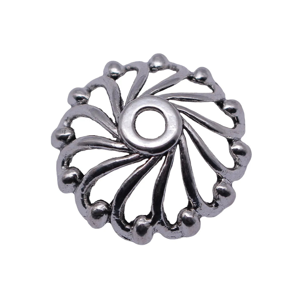 29x29x10mm 4.1g Antique Silver Zinc Alloy Hollow Flower Bead Cap Jewelry Findings for DIY Beadwork