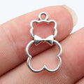 25x15mm 1.4g Antique Silver Zinc Alloy Hollow Bow Bear Butterfly Charm Pendant for DIY Necklace Bracelet Making