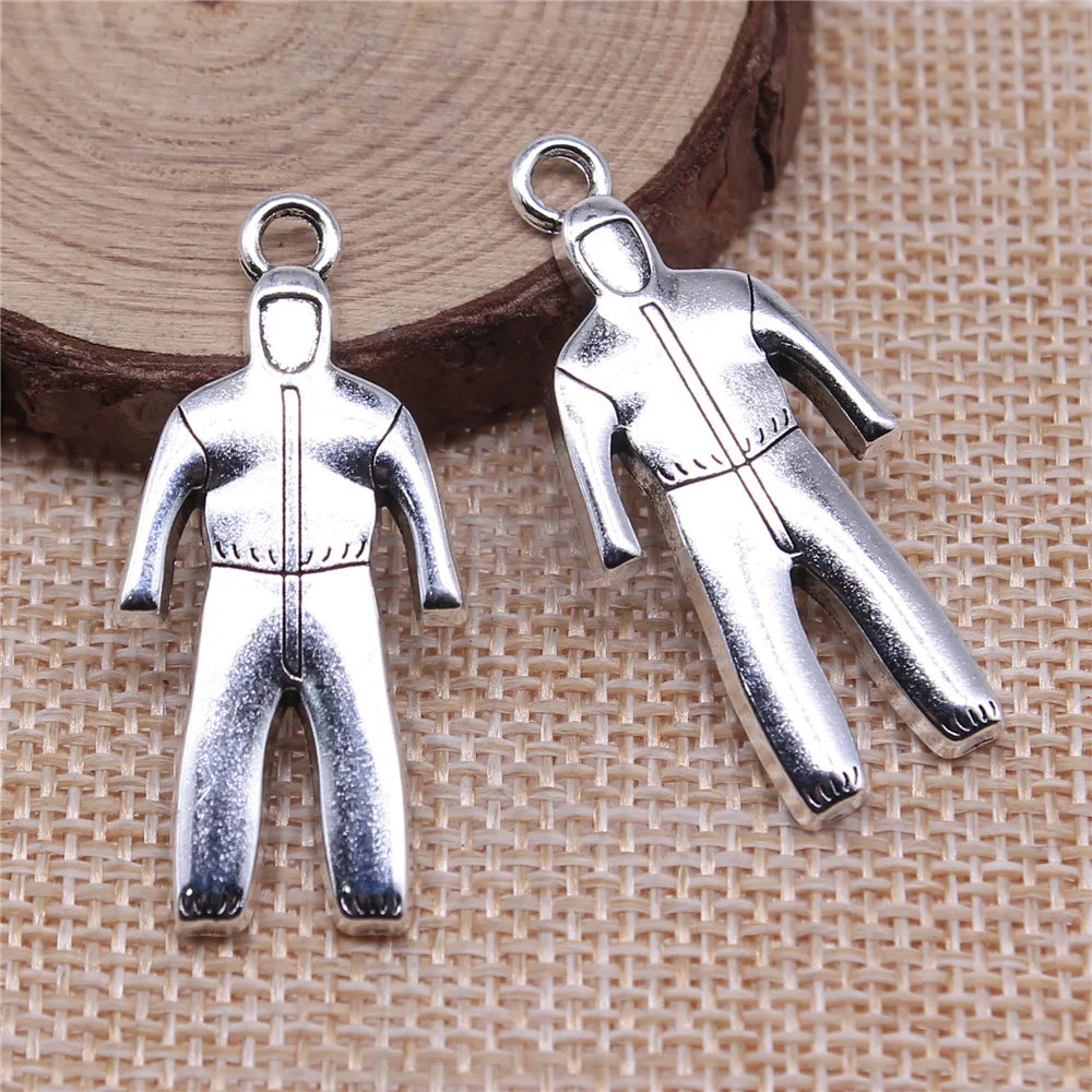 39x18mm 3.1g Antique Silver Zinc Alloy Protective Suit Charm Pendant for DIY Necklace Bracelet Making