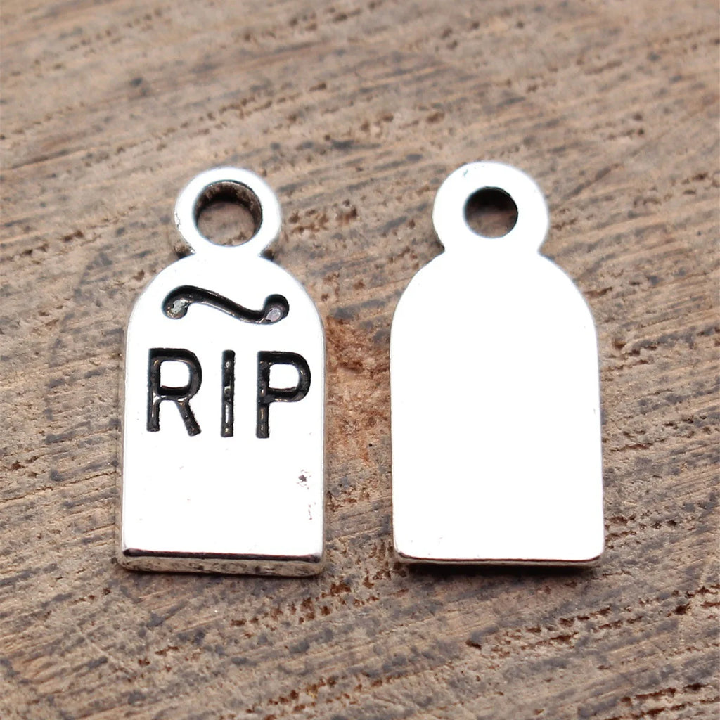 16x7.8mm 0.82g Antique Silver Zinc Alloy RIP Rest In Peace Tag Charm Pendant for DIY Jewelry Making
