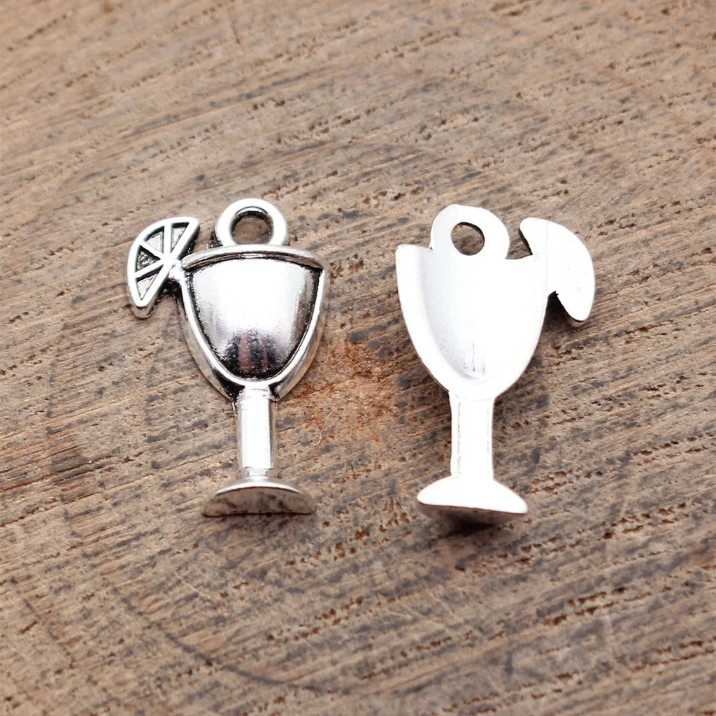 17x11mm 0.7g Antique Silver Zinc Alloy Orange Juice Cup Charm Pendant for Bracelet Necklace Making