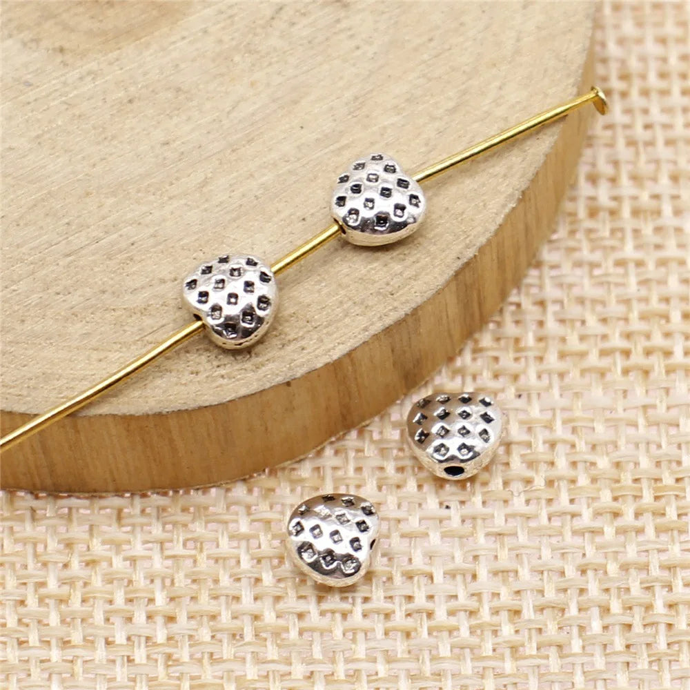 5x6mm 0.4g Antique Silver Zinc Alloy Heart Loose Metal Beads for Bracelet Jewelry Making
