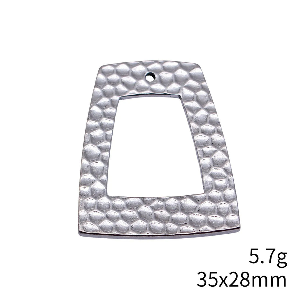 35x28mm 5.7g Multicolor Zinc Alloy Hollow Hammered Trapezoid Geometric Charm Pendant for DIY Earrings