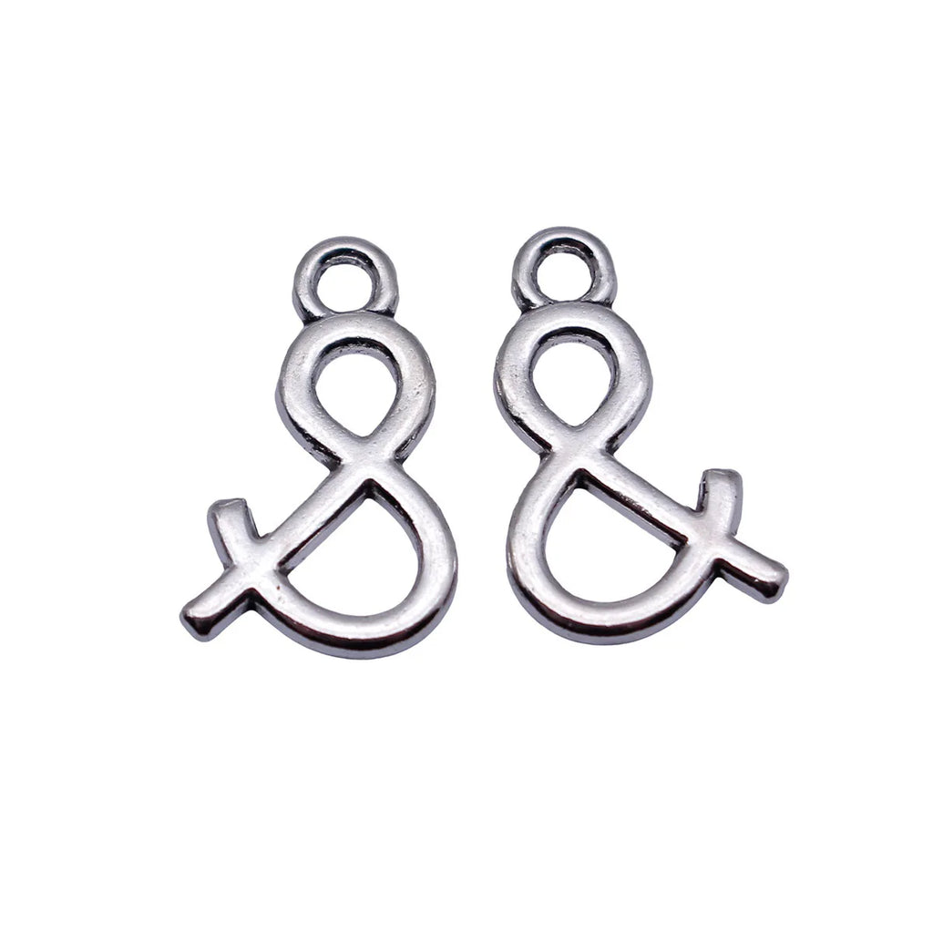16x10mm 0.48g Antique Silver Zinc Alloy Ampersand Symbol Charm Pendant for DIY Necklace Bracelet