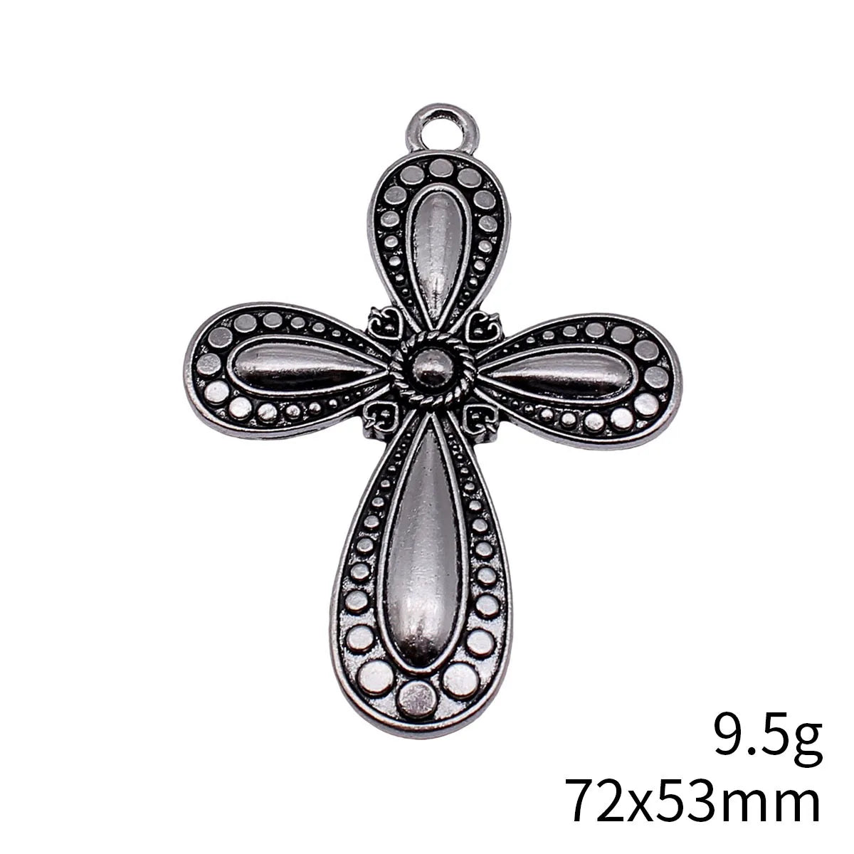 72x53mm 9.5g Antique Silver Zinc Alloy Large Cross Charm Pendant for Necklace and Bracelet Making