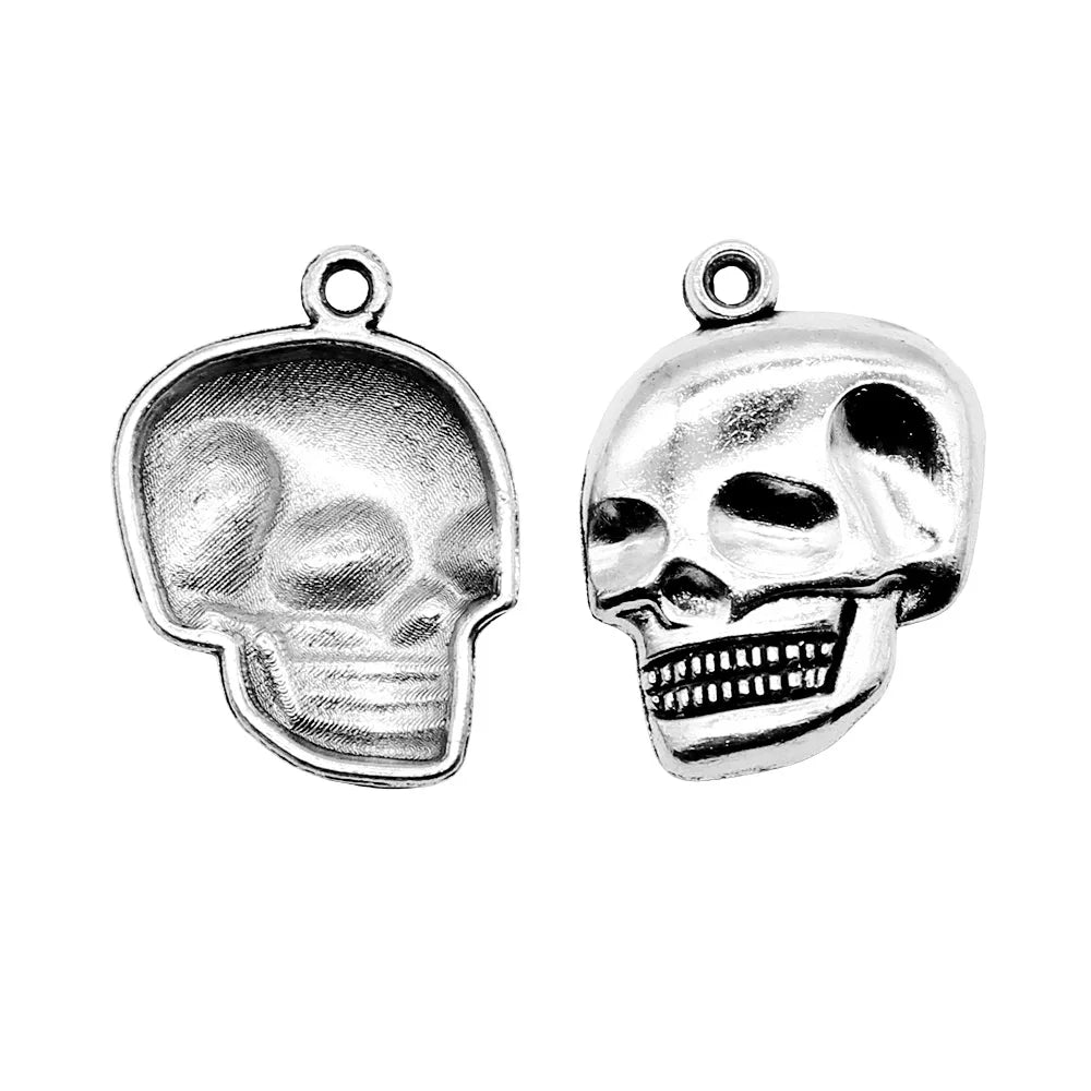 21x16mm 1.3g Antique Silver Zinc Alloy Skull Charm Pendant for DIY Necklace Bracelet Jewelry Making
