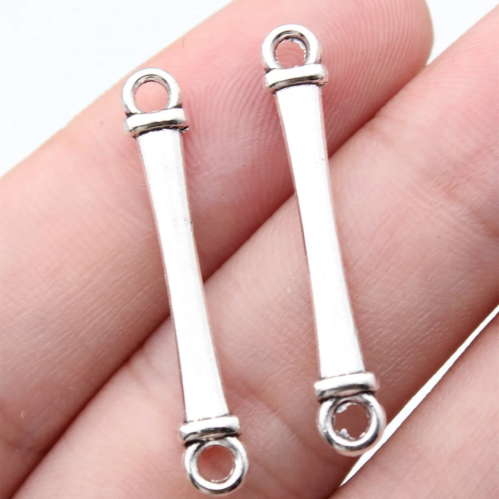 31x4.8mm 0.7g Antique Silver Zinc Alloy Long Bar Connector Charm for DIY Bracelet Necklace Jewelry Making