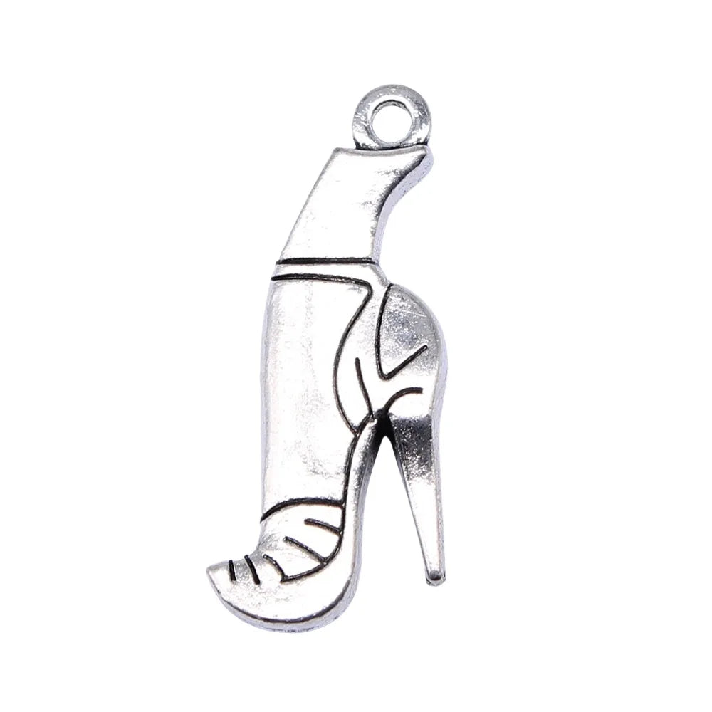 35x14mm 4.7g Antique Silver Zinc Alloy High Heel Boot Charm Pendant for DIY Necklace Jewelry Making