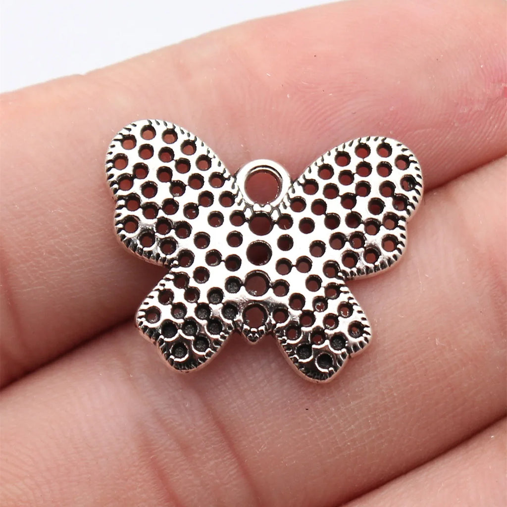25x20mm 1.7g Antique Silver Zinc Alloy Multi Hole Butterfly Charm Pendant for DIY Earrings Jewelry Making