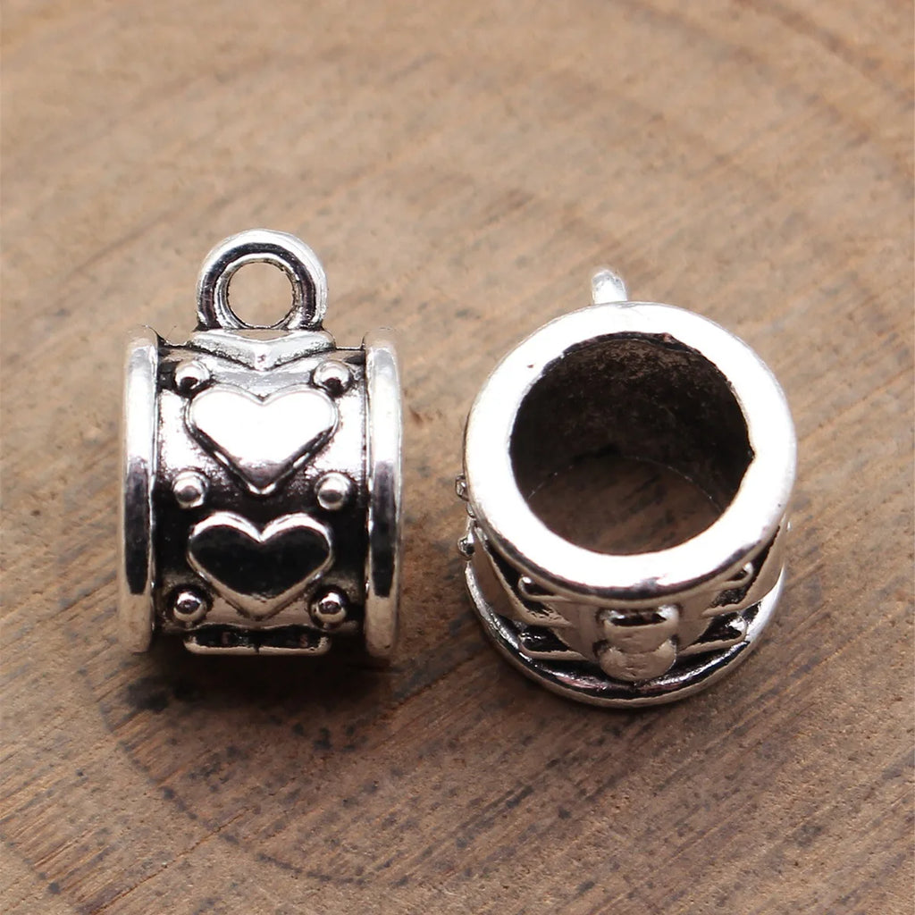 14x11x9.4mm 2.2g Antique Silver Zinc Alloy Heart Pattern Large Hole Three-Way Bail Connector for DIY Jewelry