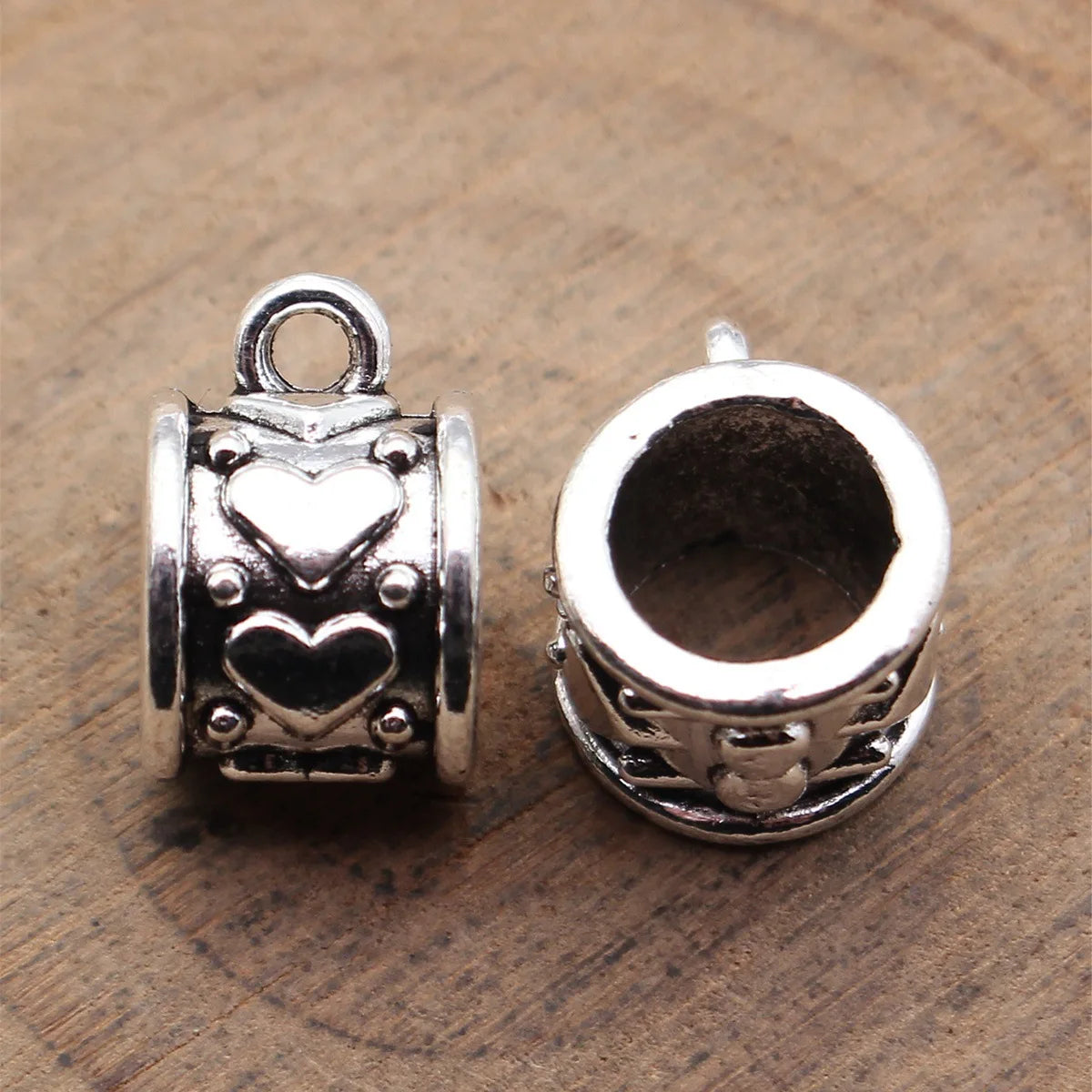 14x11x9.4mm 2.2g Antique Silver Zinc Alloy Heart Pattern Large Hole Three-Way Bail Connector for DIY Jewelry