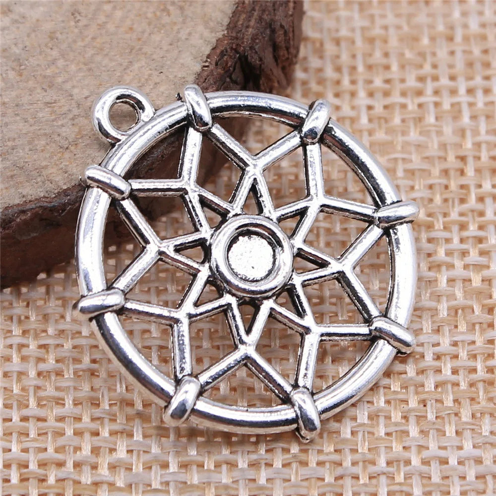 30x27mm 3.9g Antique Silver Zinc Alloy Dreamcatcher Charm Pendant for DIY Necklace Bracelet Making