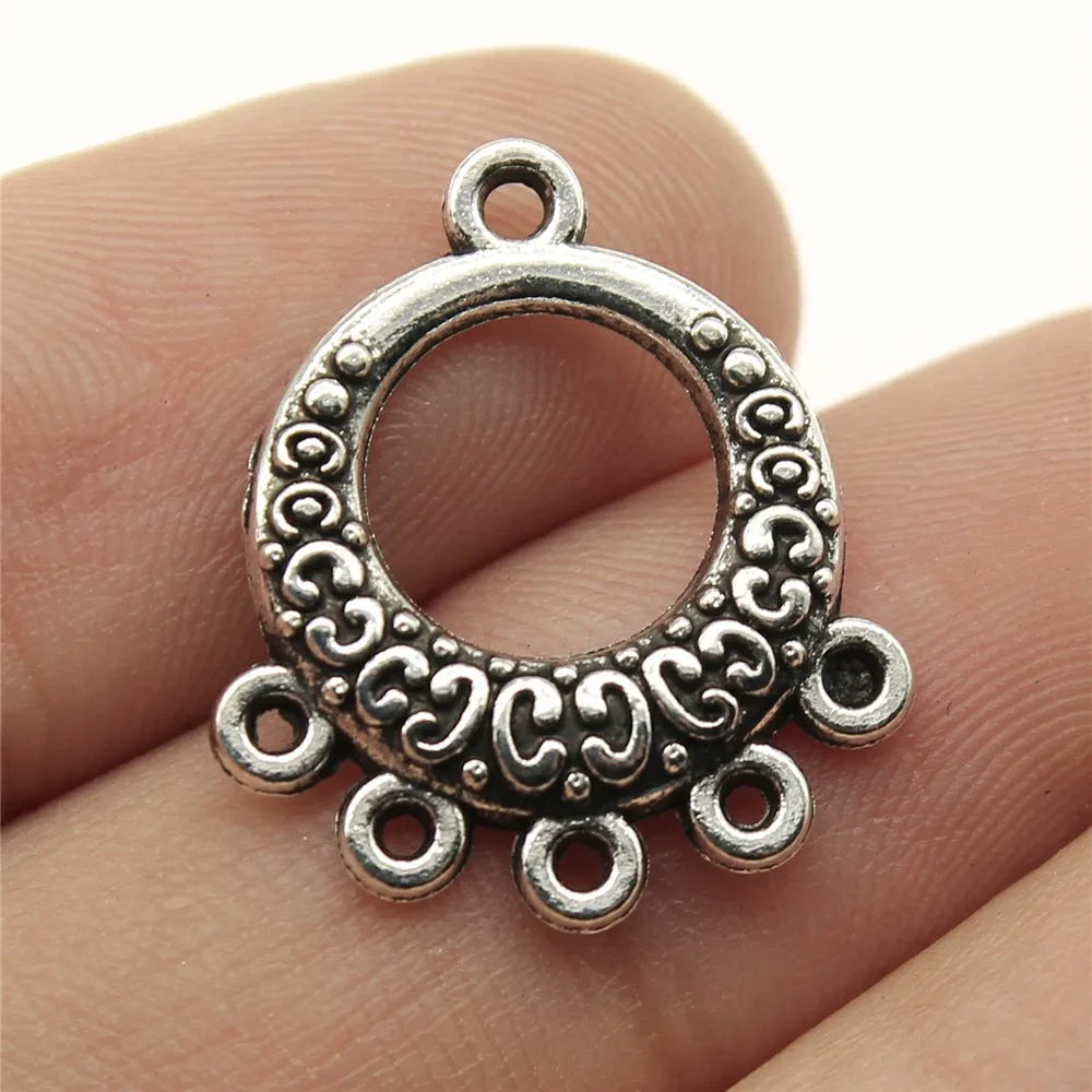 21x19mm 1.4g Antique Silver Zinc Alloy Earring Connector Charm Findings for DIY Dangle Earrings