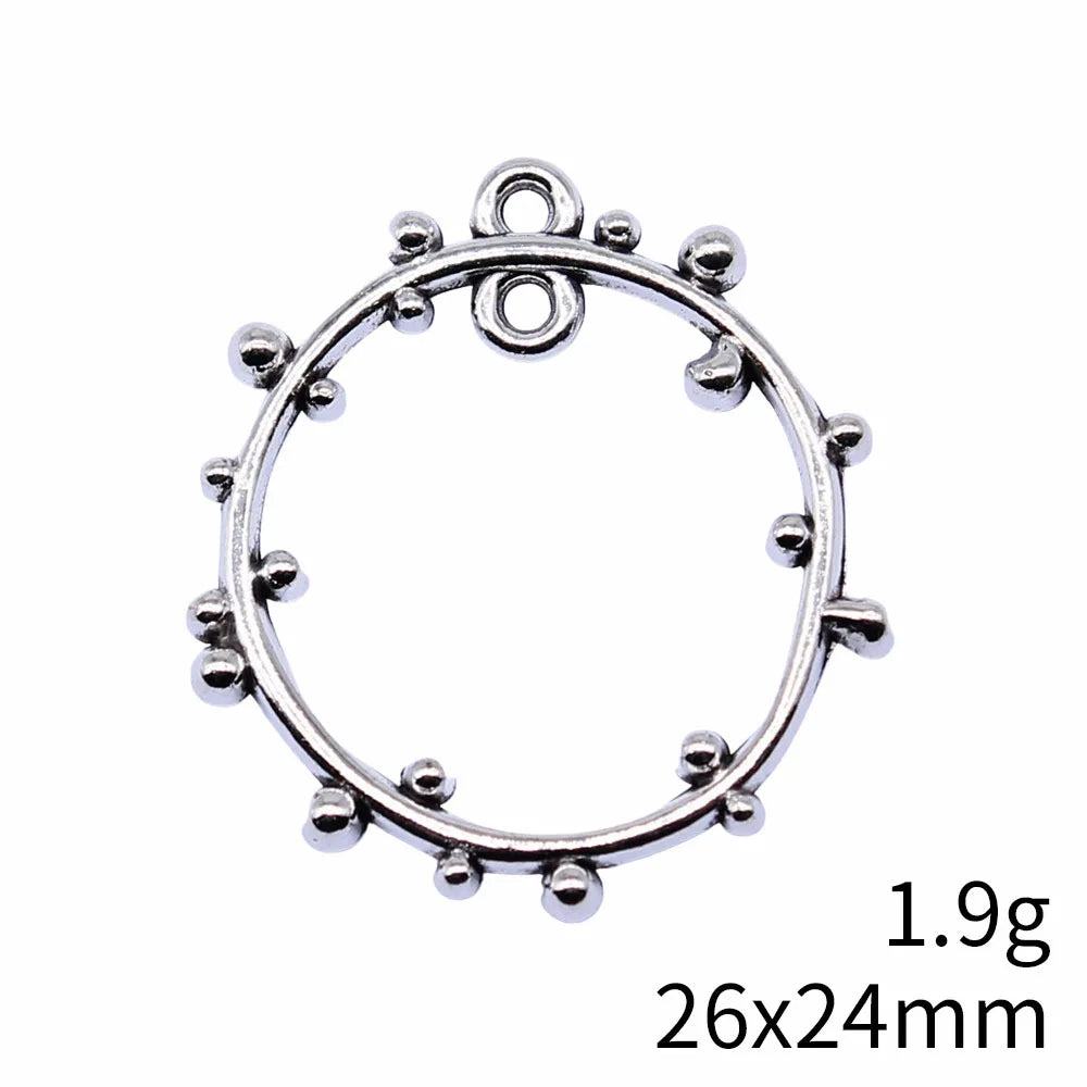 26x24mm 1.9g Antique Silver Zinc Alloy Earring Connector Charm for DIY Earrings Jewelry Making Findings