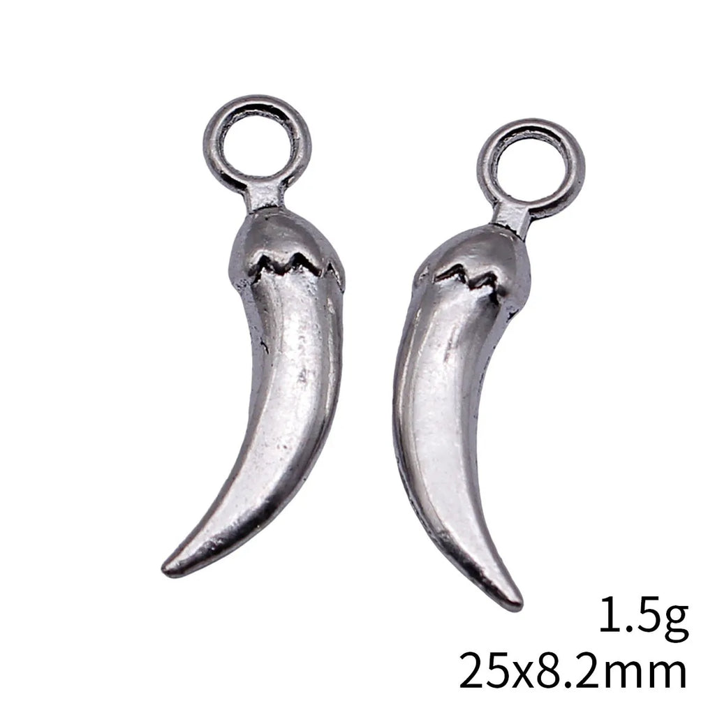 25x8.2mm 1.5g Antique Silver Zinc Alloy Chili Pepper Charm Pendant for DIY Necklace Bracelet Making