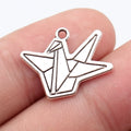 20x16mm 1.8g Antique Silver Zinc Alloy Origami Crane Charm Pendant for DIY Necklace Bracelet Making