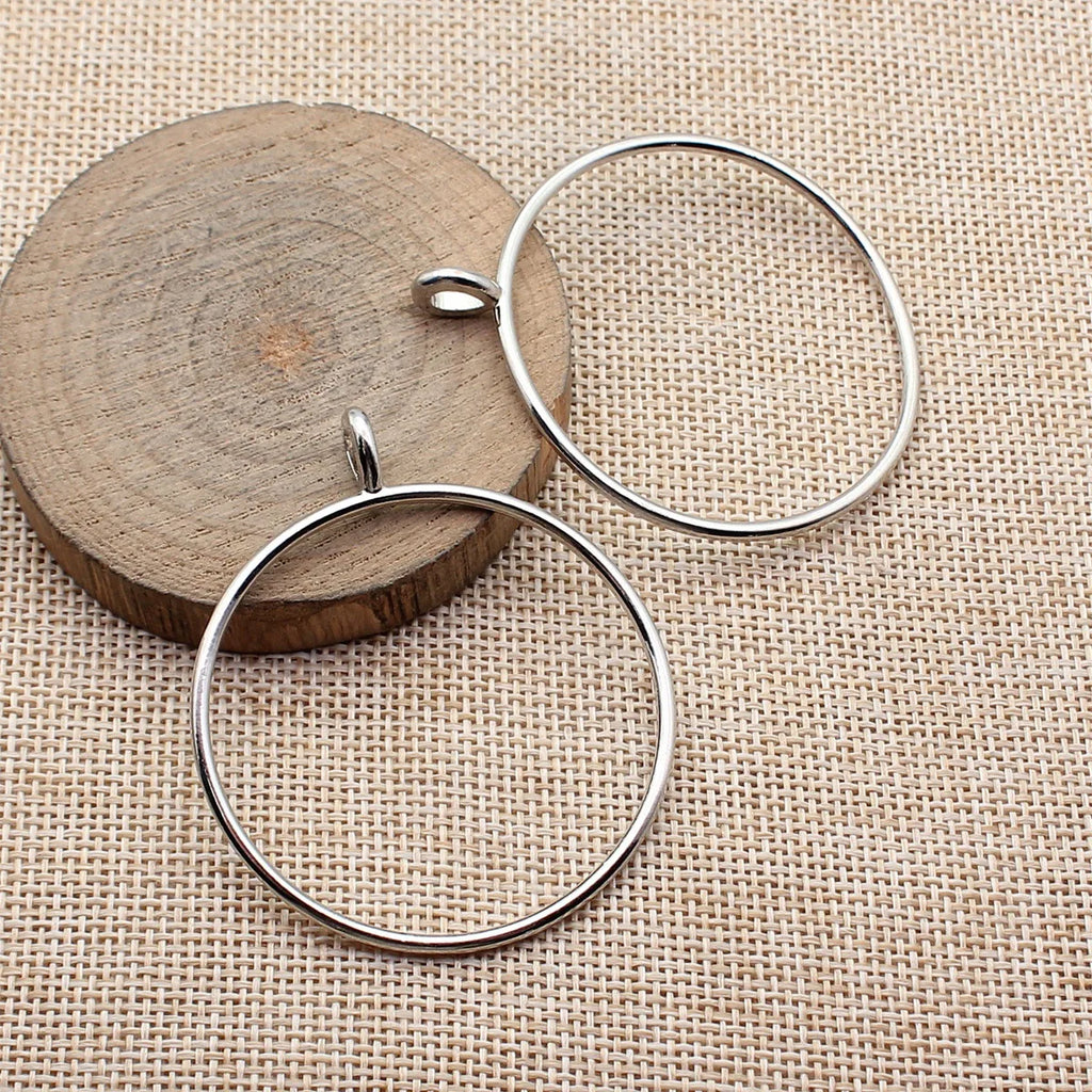 59x50mm 4.1g Multi Finish Zinc Alloy Hollow Round Ring Charm Pendant for DIY Necklace Jewelry Making