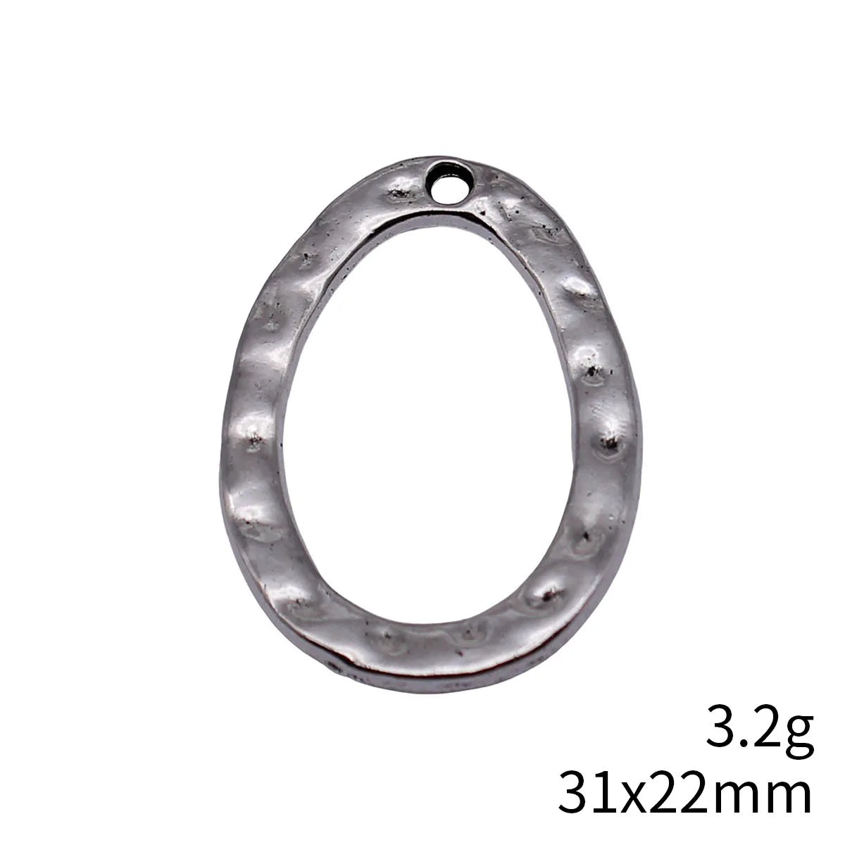 31x22mm 3.2g Multicolor Zinc Alloy Hammered Oval Ring Charm Pendant for DIY Necklace Jewelry Making