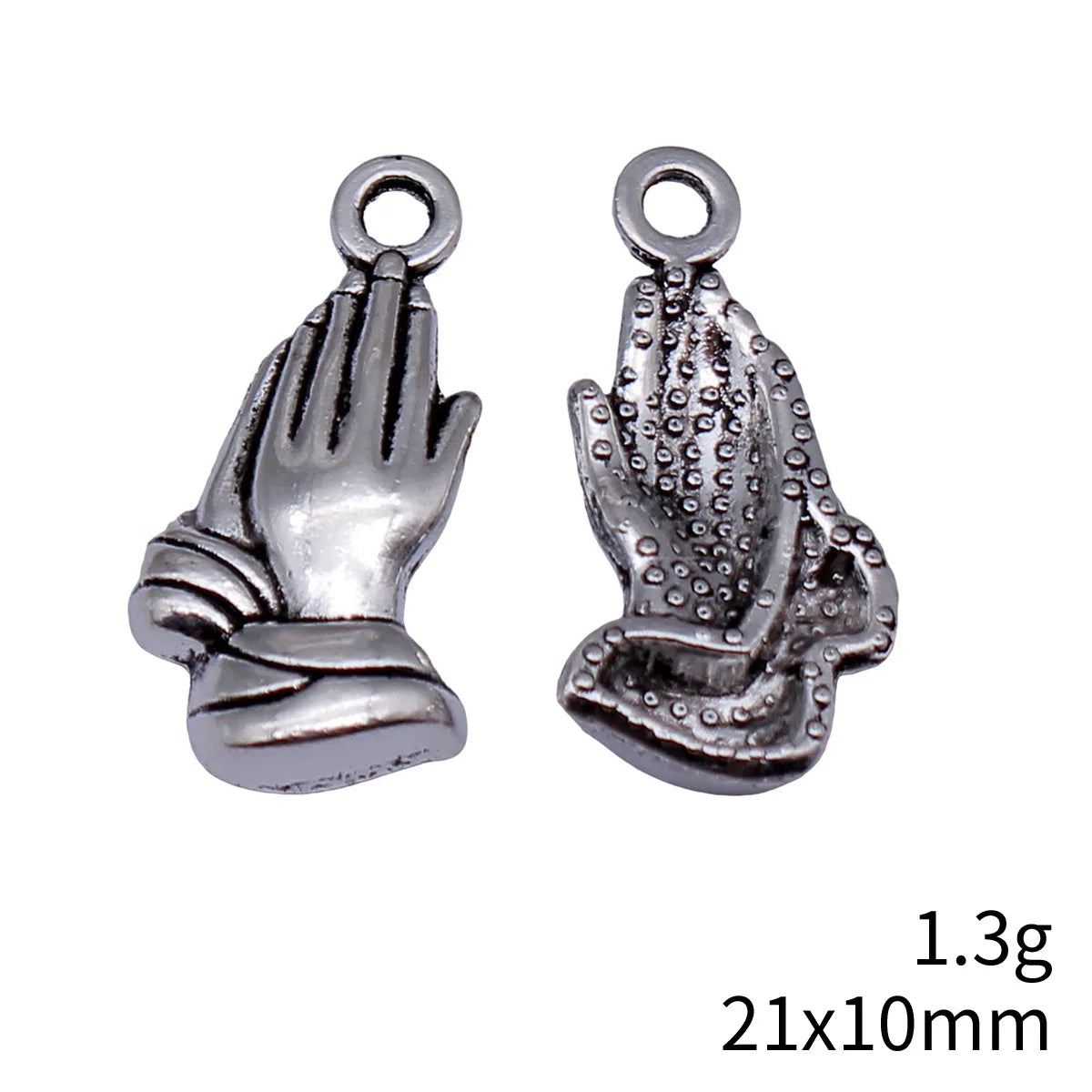 21x10mm 1.3g Antique Silver Zinc Alloy Praying Hands Charm Pendant for DIY Religious Jewelry