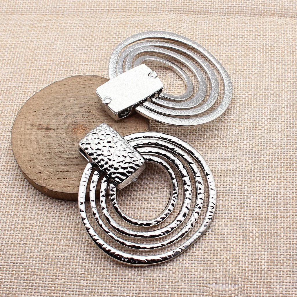 67x63mm 38g Multicolor Zinc Alloy Layered Hammered Circle Ring Charm Pendant for DIY Necklace Jewelry
