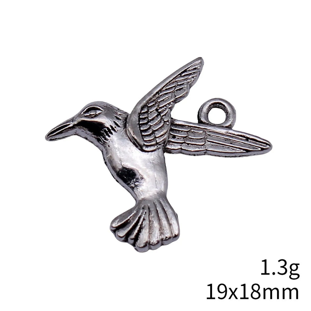 19x18mm 1.3g Antique Silver Zinc Alloy Hummingbird Bird Charm Pendant for DIY Bracelet Jewelry Making