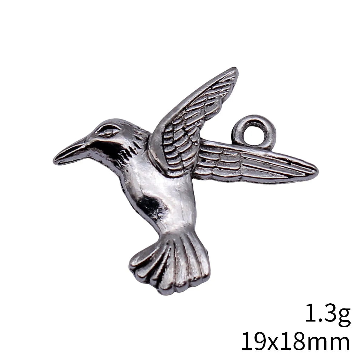 19x18mm 1.3g Antique Silver Zinc Alloy Hummingbird Bird Charm Pendant for DIY Bracelet Jewelry Making