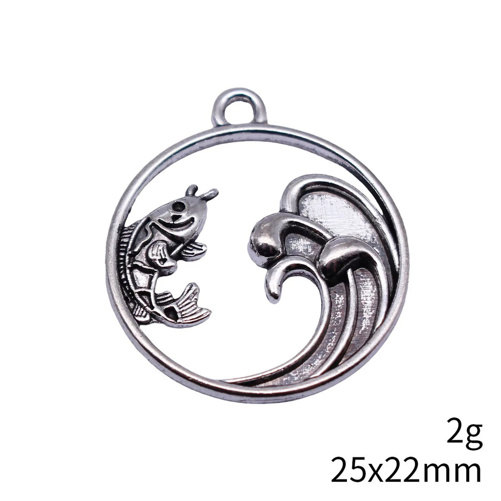 25x22mm 2g Antique Silver Zinc Alloy Chinese Style Koi Fish Charm Pendant for DIY Jewelry Making