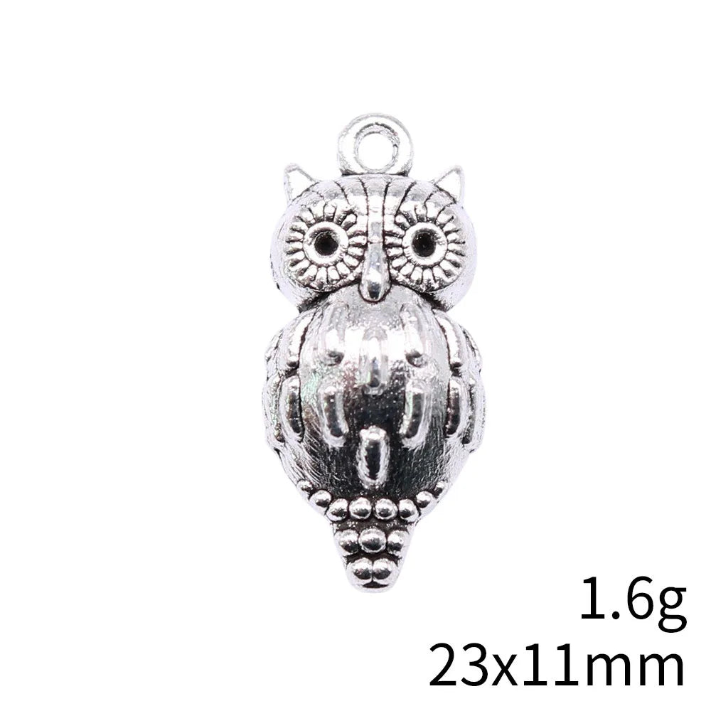 23x11mm 1.6g Antique Silver Zinc Alloy Owl Cat Charm Pendant for DIY Bracelet Necklace Jewelry Making