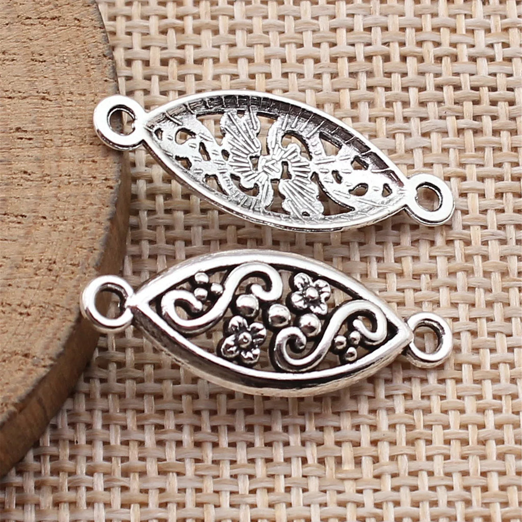 29x11mm 1.1g Antique Silver Zinc Alloy Horse Eye Pattern Connector Charm for DIY Jewelry Making
