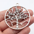 61x55mm 16.6g Antique Silver Zinc Alloy Hollow Round Tree Charm Pendant for Necklace Jewelry Making