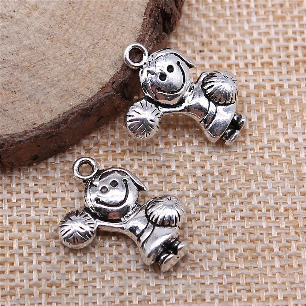 22x15mm 3.3g Antique Silver Zinc Alloy Cheerleader Girl Charm Pendant for DIY Bracelet Making