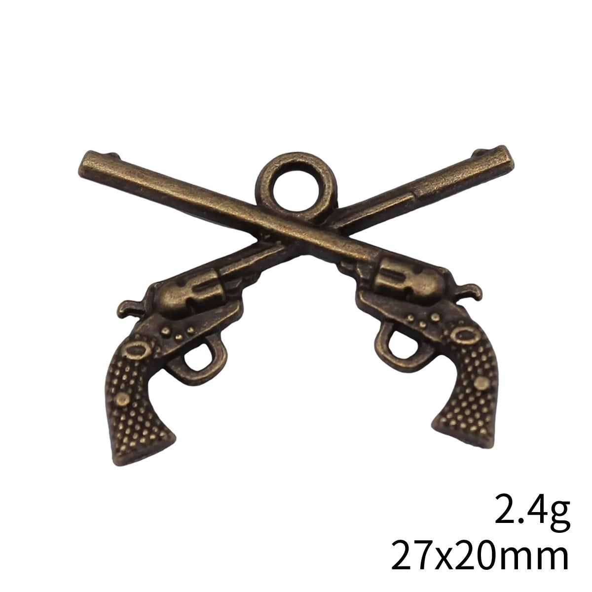 27x20mm 2.4g Multicolor Zinc Alloy Double Pistol Charm Pendant for DIY Punk Jewelry Making