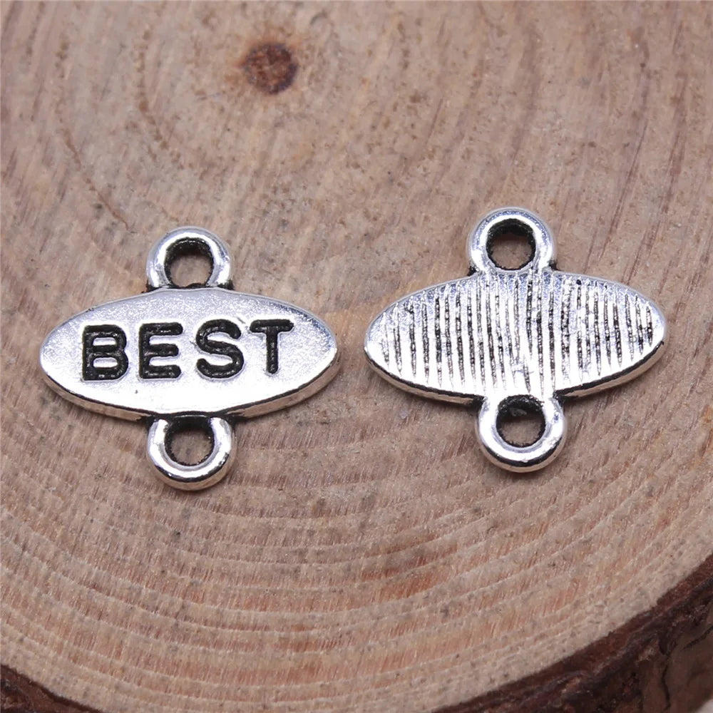13x12mm 0.65g Antique Silver Zinc Alloy BEST Letter Connector Charm for DIY Bracelet Necklace Making