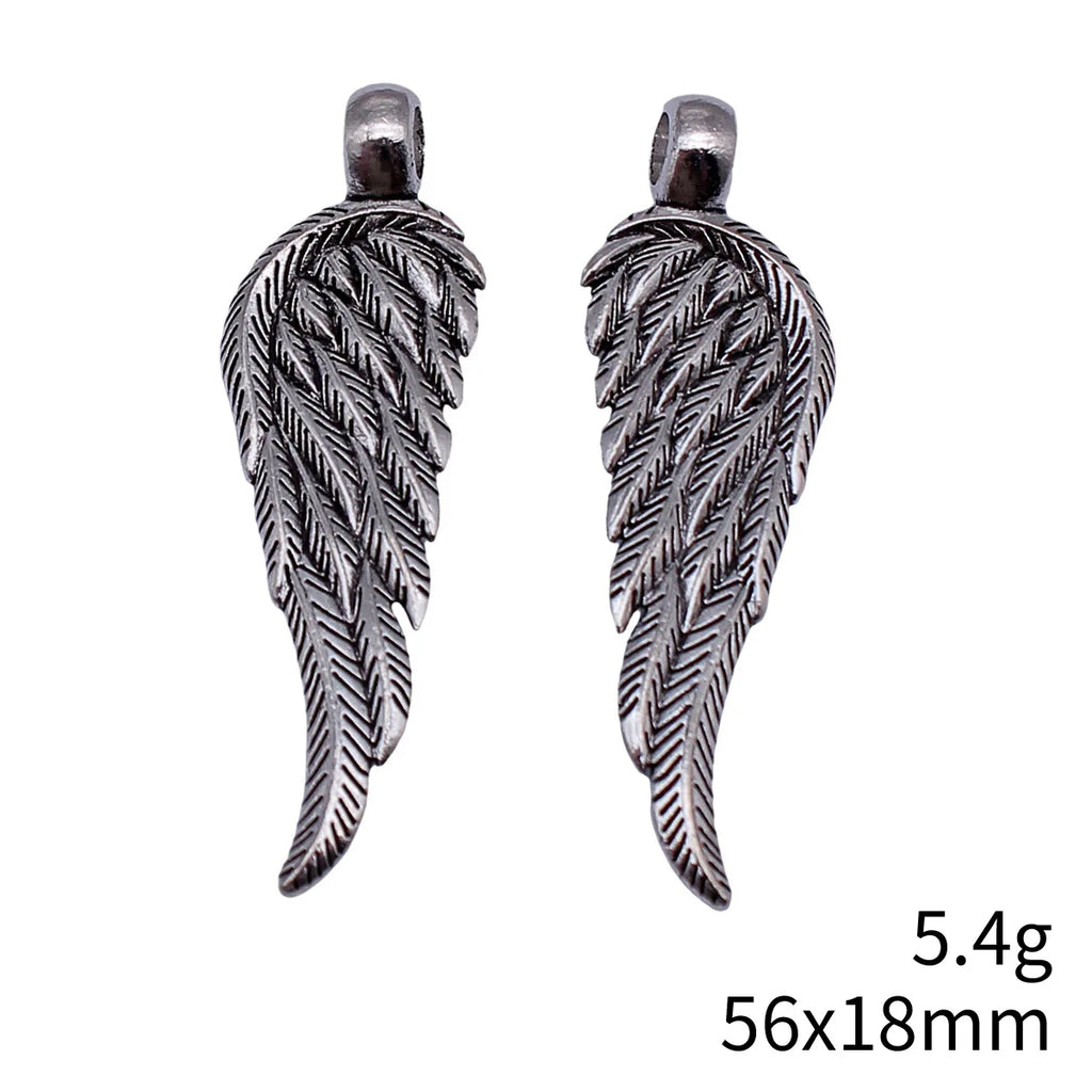 56x18mm 5.4g Antique Silver Zinc Alloy Wing Charm Pendant for DIY Necklace Bracelet Jewelry Making