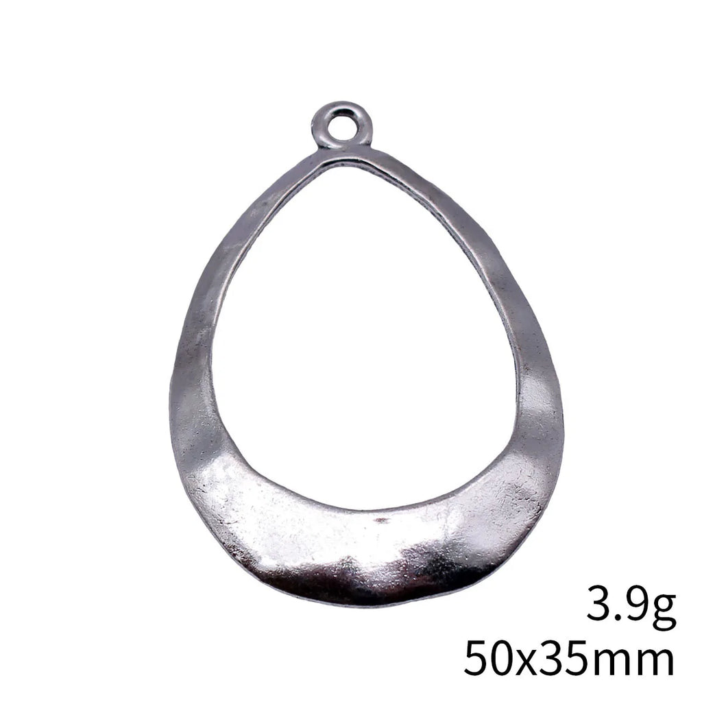 50x35mm 3.9g Multicolor Zinc Alloy Hollow Hammered Teardrop Earring Charms for DIY Earrings Making