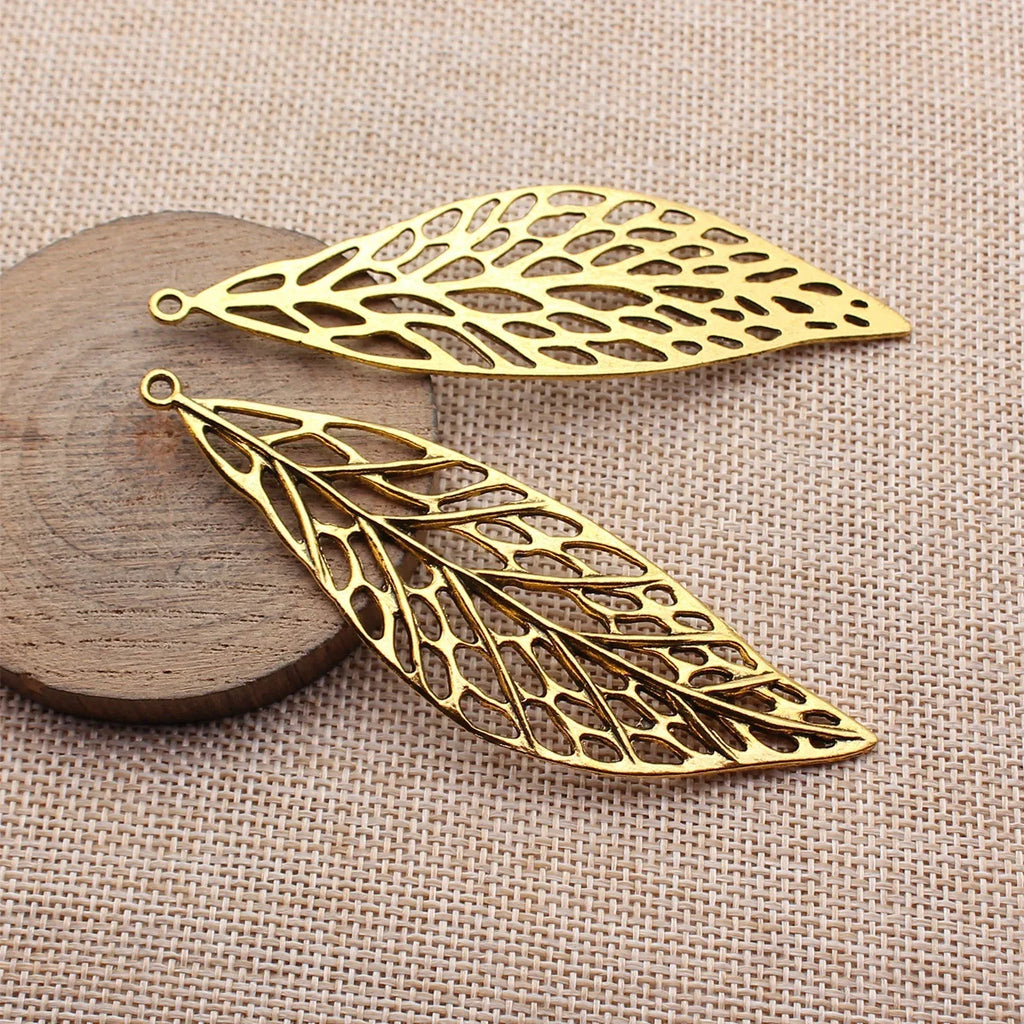 93x29mm 9.9g Multicolor Zinc Alloy Large Hollow Leaf Charm Pendant for DIY Necklace Jewelry Making