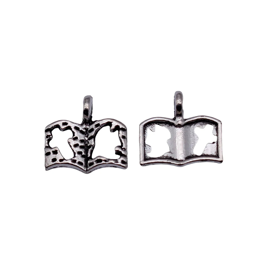 11x11mm 0.4g Antique Silver Zinc Alloy Hollow Cross Book Charm Pendant for DIY Necklace Jewelry Making