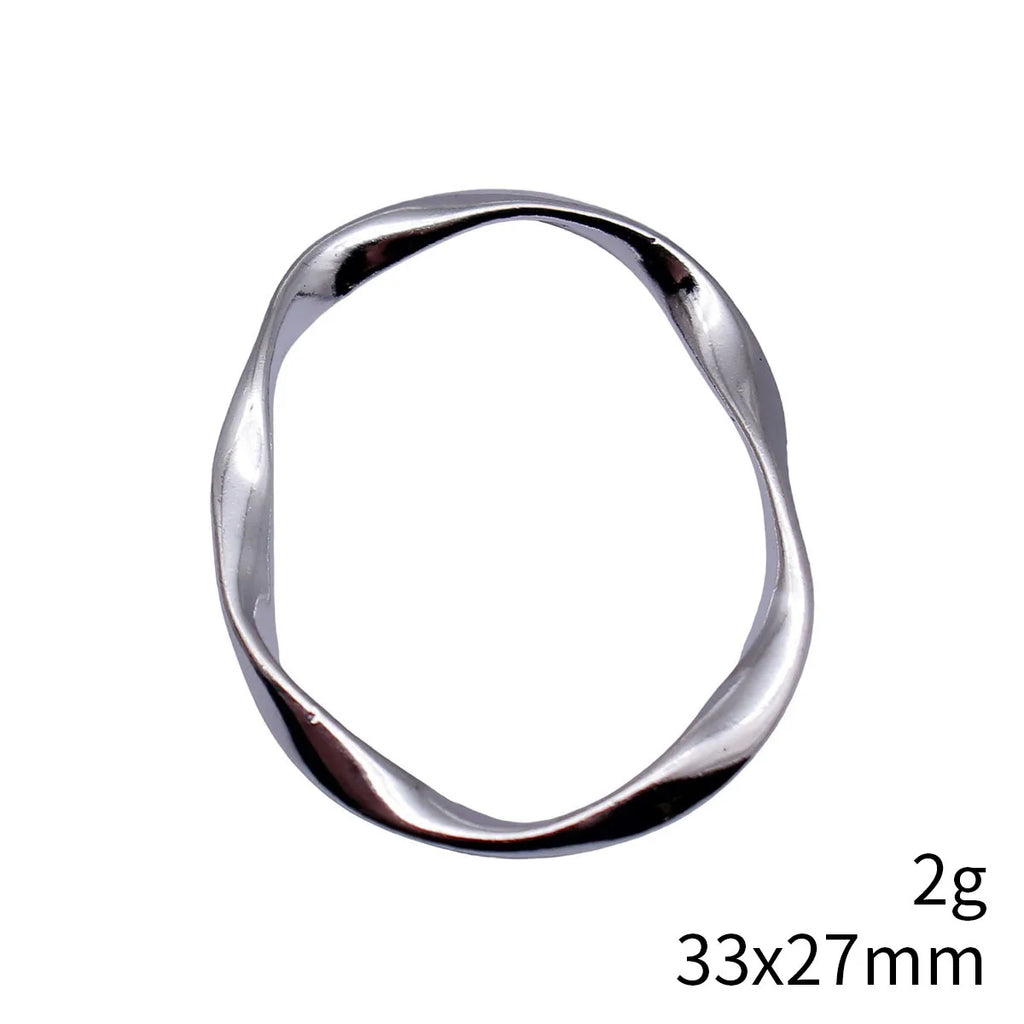 33x27mm 2g Multicolor Zinc Alloy Irregular Hollow Twisted Geometric Oval Ring Charm Pendant for DIY Jewelry
