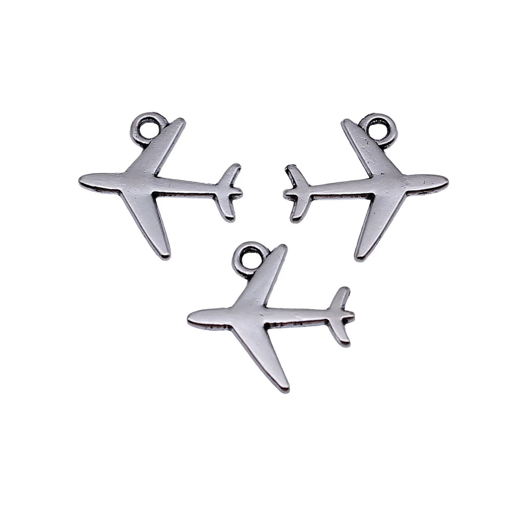 15x14mm 0.4g Antique Silver Zinc Alloy Airplane Charm Pendant for DIY Necklace and Bracelet Making