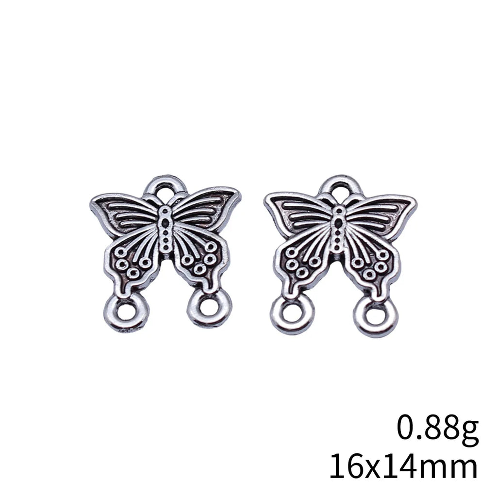 16x14mm 0.88g Antique Silver Zinc Alloy Butterfly Connector Charm for Necklace Bracelet DIY Jewelry