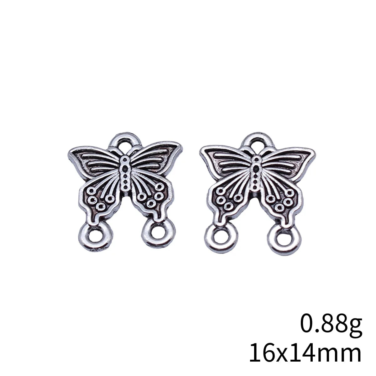 16x14mm 0.88g Antique Silver Zinc Alloy Butterfly Connector Charm for Necklace Bracelet DIY Jewelry