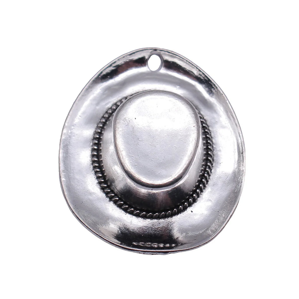43x36x11mm 14.9g Antique Silver Zinc Alloy Cowboy Hat Charm Pendant for Western DIY Necklace Jewelry