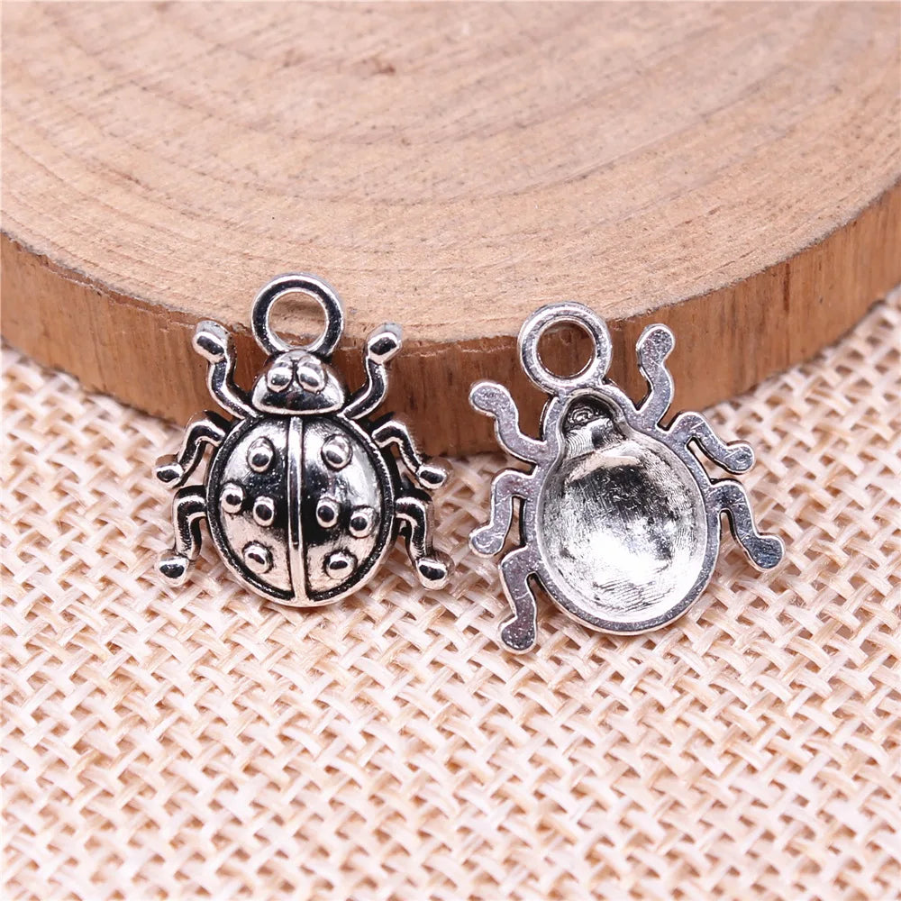 16x14mm 1g Antique Silver Zinc Alloy Ladybug Charm Pendant for DIY Necklace Bracelet Jewelry Making