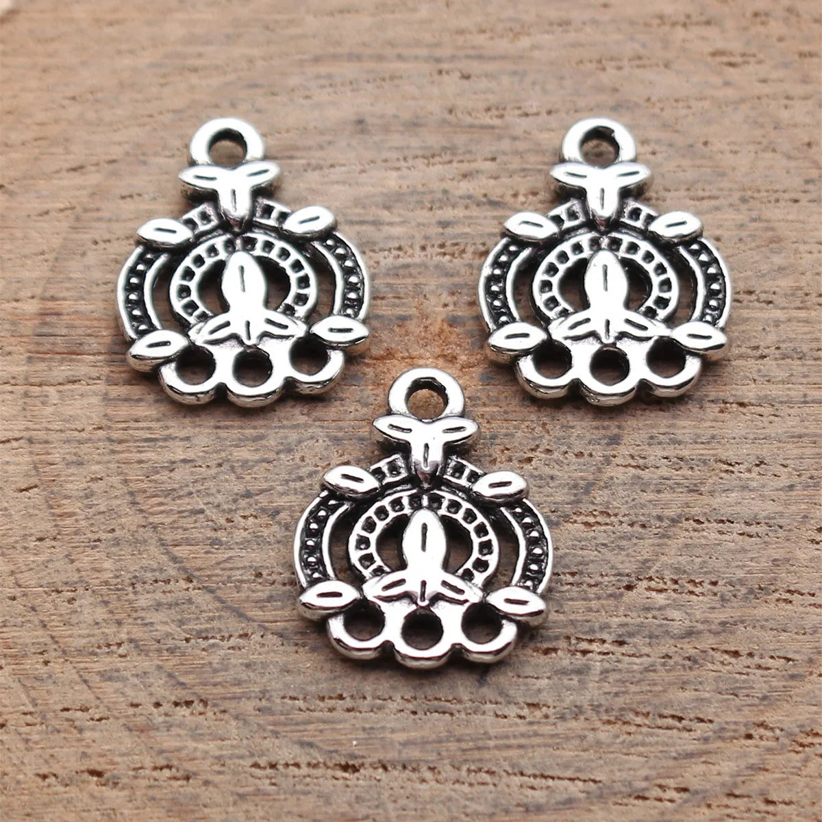 16x13mm 0.94g Blackened Silver Tone Zinc Alloy Earring Connector Charm Jewelry Findings for DIY Earrings